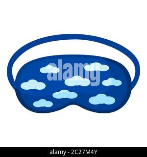 Masque de sommeil bleu avec nuage de motif sur fond blanc. Masque pour l'homme endormi isolé dans une illustration vectorielle de style plat. Illustration de Vecteur