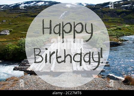 Lac Avec Des Montagnes De La Norvege Du Texte Joyeux Anniversaire Photo Stock Alamy