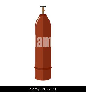 Longue bouteille de gaz isolée sur fond blanc. Rangement de carburant en canister contemporain. Contenant à icône de bouteille de propane marron dans un modèle vectoriel plat Illustration de Vecteur