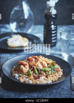 Crevettes rouges au curry Banque D'Images