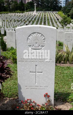 HONG KONG, HONG KONG SAR, CHINE : 28 AVRIL 2020. Pierre d'amont pour Albert Arthur James (A.A.James) père de Clive James. Clive James a écrit un poème émouvant Banque D'Images