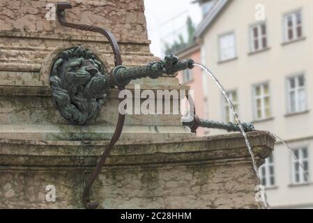 Gargoyle à la fontaine Lindavia, île Lindau, lac de Constance Banque D'Images