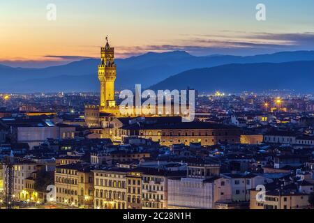 Vue sur le Palazzo Vecchio, Florence, Italie Banque D'Images