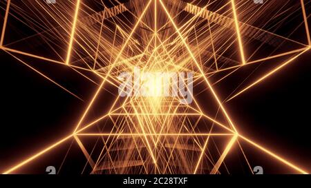abstrait triangle doré filaire design 3d rendu fond d'écran, Banque D'Images
