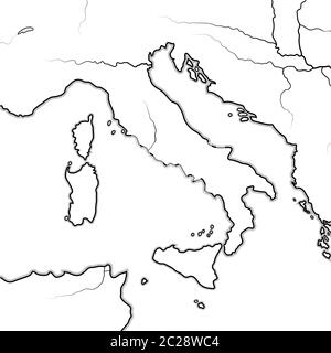 Carte des terres ITALIENNES: Italie, Toscane, Lombardie, Sicile, les Apennines, Péninsule italienne. Carte géographique. Banque D'Images