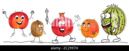 Fruits biologiques comme une bande dessinée 4 Banque D'Images