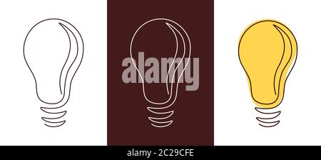 Illustration vectorielle continue à ampoule avec contour modifiable. Une seule ligne d'art de l'ampoule pour l'idée d'affaires, le brainstorming ou le confluage d'électricité Illustration de Vecteur