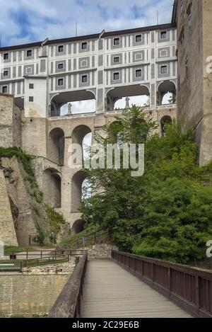 Pont du château, Cesky Krumlov, république tchèque Banque D'Images
