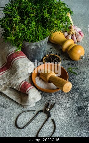 Concept de cuisine avec herbe Banque D'Images