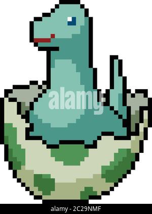 dessin animé vectoriel pixel art dinosaure oeuf isolé Illustration de Vecteur