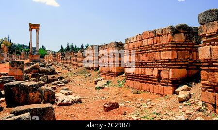 Ruines de l'antique ville Anjar en vallée de la Bekaa, Liban Banque D'Images