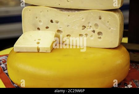 Dutch fromages artisanaux, produits laitiers, aliments gras détail du produit Banque D'Images