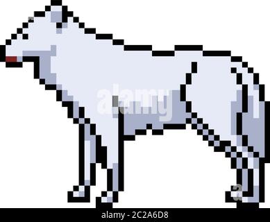 dessin animé isolé de loup blanc vector pixel art Illustration de Vecteur