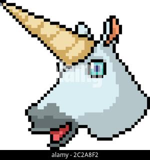 vector pixel art drôle unicorn isolé dessin animé Illustration de Vecteur