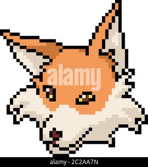 vecteur pixel art renard sympathique dessin animé isolé Illustration de Vecteur