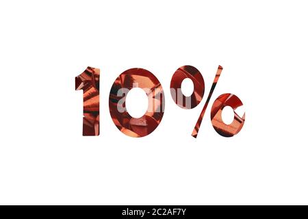 Le nombre de 10 pour cent avec un signe de cadeaux photo Boucle rouge Banque D'Images