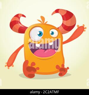 Vector cartoon monster dragon avec petites ailes. Caractère dragon noir forme sa main. Dragon Noir poilu illustration. Monstre noir avec une grande bouche Illustration de Vecteur