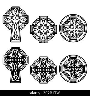 Ensemble de motifs Celtic Irish Cross Vector - célébration de la Saint-Patrick en Irlande Illustration de Vecteur