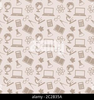 Retour à l'école. Des modèles éducatifs sans couture avec des icônes d'école. Arrière-plan vectoriel. Illustration de Vecteur