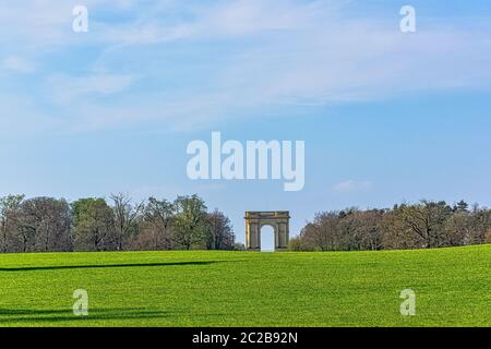 The Corinthian Arch sur South Front à Stowe, Buckinghamshire, Royaume-Uni Banque D'Images