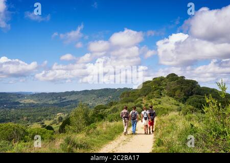 Sentier de randonnée tranquille le long de la chaîne de montagnes Serra do Louro, parc naturel d'Arrabida. Palmela, Portugal Banque D'Images