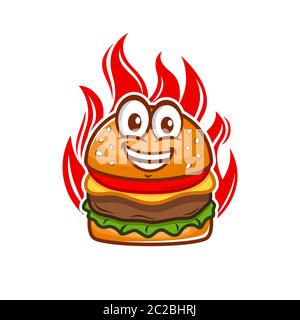 Logo Burger On Fire.illustration vectorielle. Illustration de Vecteur
