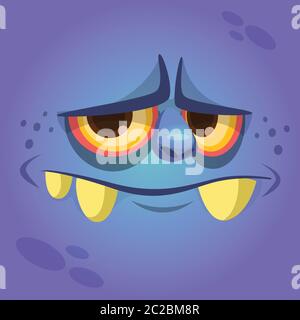 Dessin animé avatar visage monstre mignon. Illustration vectorielle Illustration de Vecteur