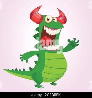 Joli dragon vert de dessin animé. Illustration vectorielle Illustration de Vecteur