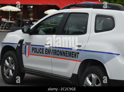 Voiture de police environnementale, France Banque D'Images