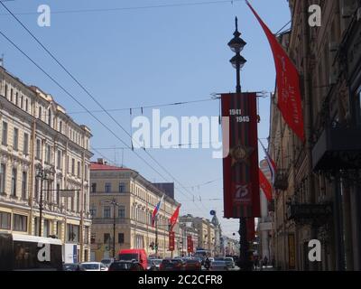 Saint-Pétersbourg se prépare pour le 75e anniversaire de la célébration du jour de la victoire en Russie, qui a été reporté du 9 mai au 24 juin, en raison de la pandémie du coronavirus, Saint-Pétersbourg, Russie Banque D'Images