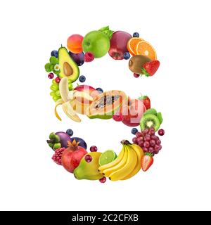 Lettre S faite de fruits et de baies différents Banque D'Images