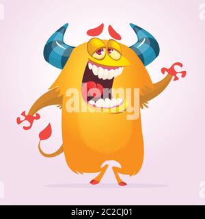 Joyeux monstre mignon de dessin animé chantant ou parlant. Illustration vectorielle Illustration de Vecteur