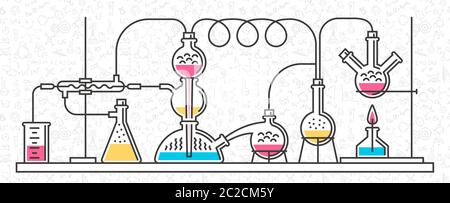 réaction chimique complexe Illustration de Vecteur