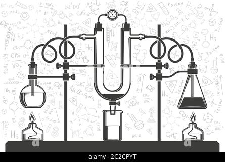 Flacons et tuyaux pour produits chimiques Illustration de Vecteur