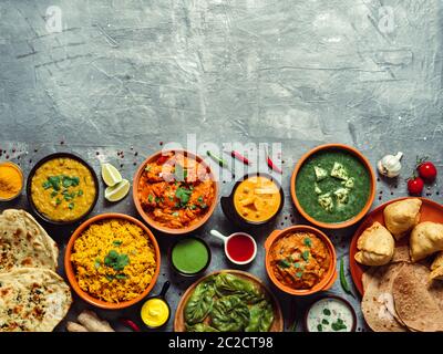 Cuisine indienne et cuisine indienne, espace copie Banque D'Images