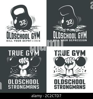 Logos de la vieille école de gym Illustration de Vecteur