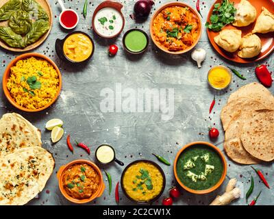 Cuisine indienne et cuisine indienne, espace copie Banque D'Images