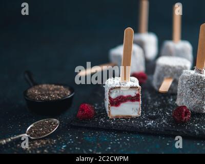 Ice cream pops Lamington Banque D'Images