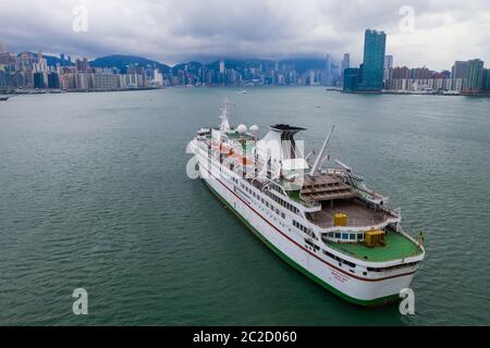 Kwun Tong, Hong Kong 02 juin 2019 : vue du dessus du bateau de croisière Banque D'Images