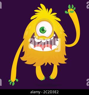 Joli monstre de dessin animé avec un œil. Illustration vectorielle Halloween d'un monstre excité Illustration de Vecteur