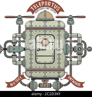 Steampunk machine fantastique pour téléportation Illustration de Vecteur