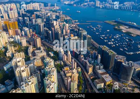 Kowloon Bay, Hong Kong 21 avril 2019 : vue aérienne de la ville urbaine de Hong Kong Banque D'Images