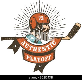 Authentique logo de jeu de hockey rétro Illustration de Vecteur