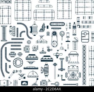 pièces de rechange pour steampunk monochrome Illustration de Vecteur