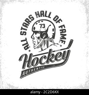 Logo rétro noir et blanc de hockey Illustration de Vecteur