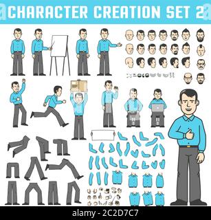 Kit de conception pour créer un personnage dans différentes poses Illustration de Vecteur