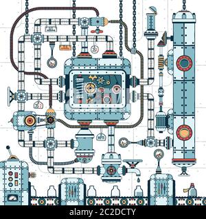 machine à steampunk complexe fantastique Illustration de Vecteur