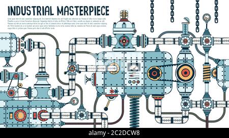 Machine industrielle incroyablement complexe Illustration de Vecteur