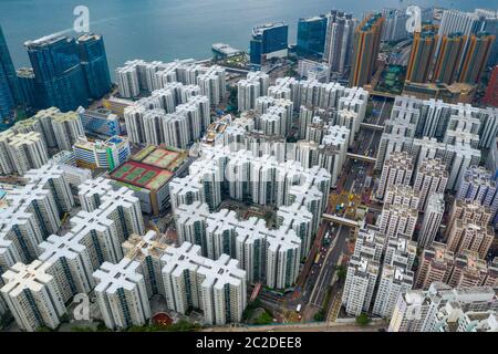 Hung Hom, Hong Kong 15 mai 2019: Vue de dessus du quartier résidentiel de Hong Kong Banque D'Images