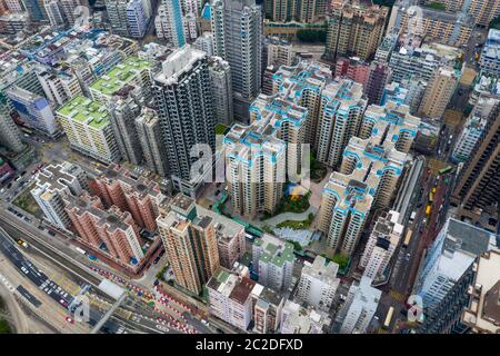 Hung Hom, Hong Kong 15 mai 2019: Vue de dessus du quartier résidentiel de Hong Kong Banque D'Images